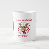 鹿の緑でカスタマイズされた可愛いフォトファミリー ジャンボコーヒーマグカップ (正面)