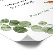 鹿の緑の金ゴールドの赤ちゃんシャワーの好意サイン ポスター (角)