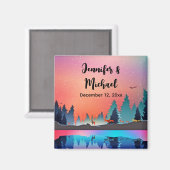 鹿の美しい冬結婚の湖 マグネット (正面/裏面)