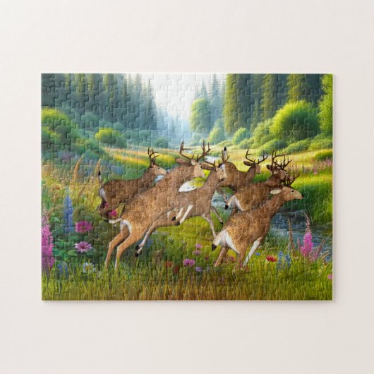 鹿の群れが走る ジグソーパズル (横)