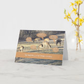 鹿の考えるユーモア カード (黄色い花)