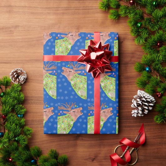 鹿の自然のクリスマス ラッピングペーパー (クリスマスギフト)