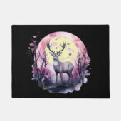 鹿の花柄アート 野生 自然 動物プリントF ドアマット (正面)
