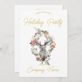 鹿の花輪 ミニマルなコーポレートホリデーパーティー 招待状 (正面/裏面)