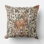 鹿の装飾用オークのダマスク模様の茶色と クッション (正面)
