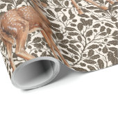 鹿の装飾用オークのダマスク模様の茶色と ラッピングペーパー (ロールコーナー)