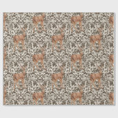 鹿の装飾用オークのダマスク模様の茶色と ラッピングペーパー (フラット)