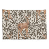 鹿の装飾用オークのダマスク模様の茶色と 枕カバー (裏面-右)