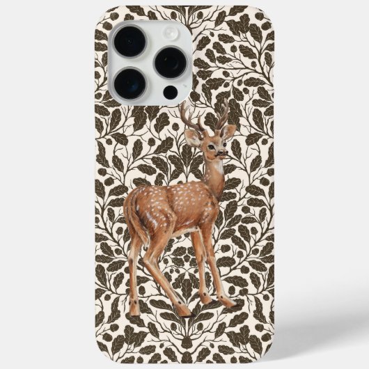 鹿の装飾用オークのダマスク模様の茶色と Case-Mate iPhoneケース (裏面)