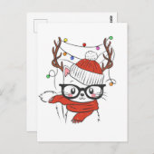 鹿の角が生えた可愛い小猫 ポストカード (正面/裏面)