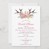鹿の角と花のナチュラルなブライズシャワー 招待状 (正面)
