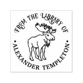 鹿の角のある素朴なムース　図書館の本の名前 セルフインキングスタンプ (デザイン)