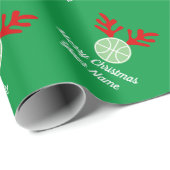 鹿の角のバスケッおもしろいトボールのクリスマスホリデー ラッピングペーパー (ロールコーナー)