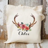 鹿の角のフローラ花嫁，結婚式の引き出物 トートバッグ