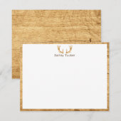 鹿の角の木製ハンティングハンターカスタム ノートカード (正面/裏面)