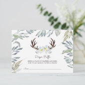 鹿の角の男の子の赤ちゃんシャワーおむつラッフル 招待状 (スタンド正面)