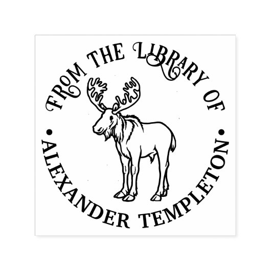 鹿の角の素朴なデザイン #2 図書館の本の名前 セルフインキングスタンプ (デザイン)