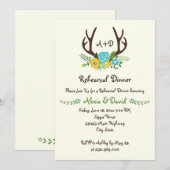 鹿の角の花モノグラム結婚式リハーサルディナー 招待状 (正面/裏面)