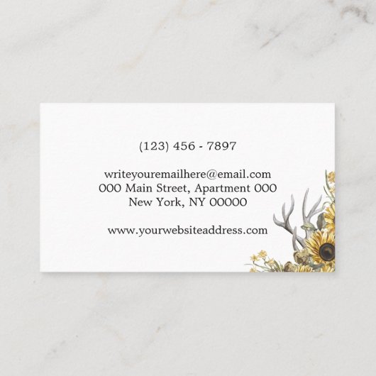 鹿の角の角のロゴSunFlower水色 名刺 (裏面)