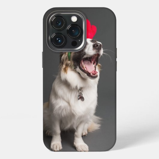 鹿の角をつけた犬 iPhoneケース (裏面)