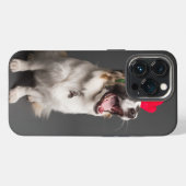 鹿の角をつけた犬 iPhoneケース (裏面横)
