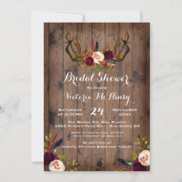 鹿の角を使ったラスティックボヘミアンブライダルシャワー 招待状