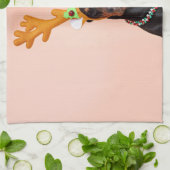 鹿の角を持つドベルマン キッチンタオル (折り畳み)