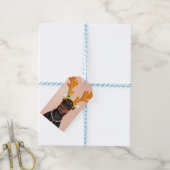 鹿の角を持つドベルマン ギフトタグ (より糸付き)