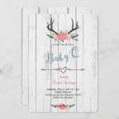 鹿の角ベイビーQシャワー招待状 招待状 (正面/裏面)