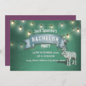 鹿の角狩り独身パーティー ストリングライト 招待状 (正面/裏面)