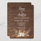 鹿の角 ウェディングブーケ 招待状 (正面/裏面)