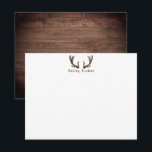 鹿の角 ハンティング ハンター 無骨なダークウッド ノートカード<br><div class="desc">このデザインは、無骨な鹿の角と、下に名前やテキストを入れるスペース、そしてダークウッドの背景を特徴としています。 デザイン要素を調整したり、テキストをさらに変更したい場合は、カスタマイズボタンをクリックしてください！ このデザインのバリエーション、追加の色、関連製品は、zazzle.com/store/doodleluluでご覧いただけます。 特定の製品にこのデザインを適用して、独自のマッチングアイテムを作成する必要がある場合は、お問い合わせください！ DoodleLulu by 2 june bugsのデザインをご覧いただき、誠にありがとうございます！</div>