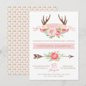 鹿の角 ワイルドワン トライバル ファーストバースデー 招待状 (正面/裏面)