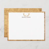 鹿の角 手作りの木製 狩猟 ハンター カスタム ノートカード (正面/裏面)