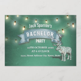 鹿の角 狩猟 新郎 男性パーティー ストリング ライト 招待状