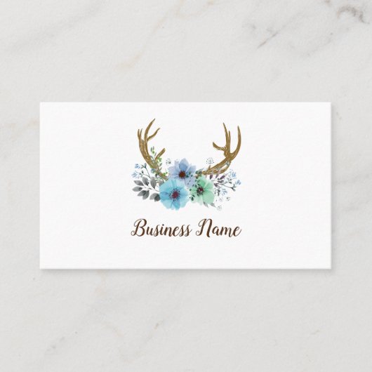 鹿の角、花の名刺 名刺 (正面)