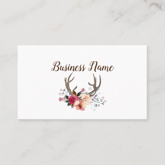 鹿の角、花の名刺 名刺 (正面)