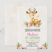 鹿の誕生日パーティー招待状 招待状 (正面/裏面)