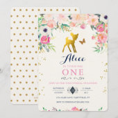 鹿の誕生日招待状 招待状 (正面/裏面)