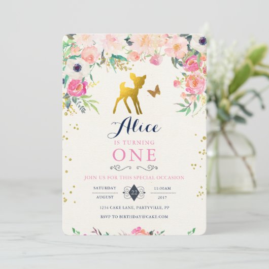 鹿の誕生日招待状 招待状 (スタンド正面)