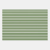 鹿の赤い円の緑のストライプクリスマスパターン ラッピングペーパーシート (正面2)