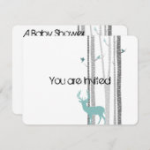 鹿の赤ちゃんが降り注ぐ木々 招待状 (正面/裏面)