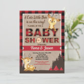 鹿の赤ちゃんのシャワーの塊茎のカップルのベビーシャワー 招待状 (スタンド正面)