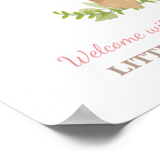 鹿の赤ちゃんのシャワー ゲストブック 指紋 森の風景 (角)