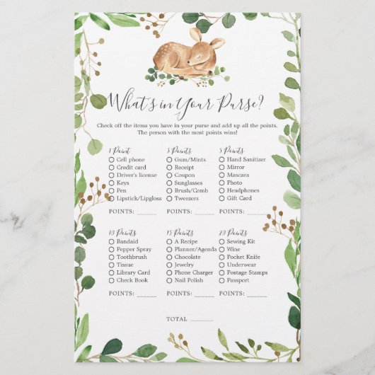 鹿の赤ちゃんシャワーあなたの財布の中にあるものを (正面)