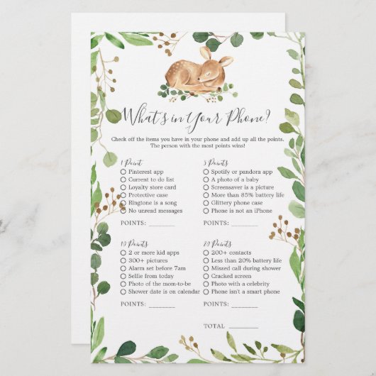 鹿の赤ちゃんシャワーあなたの電話の何 (正面/裏面)