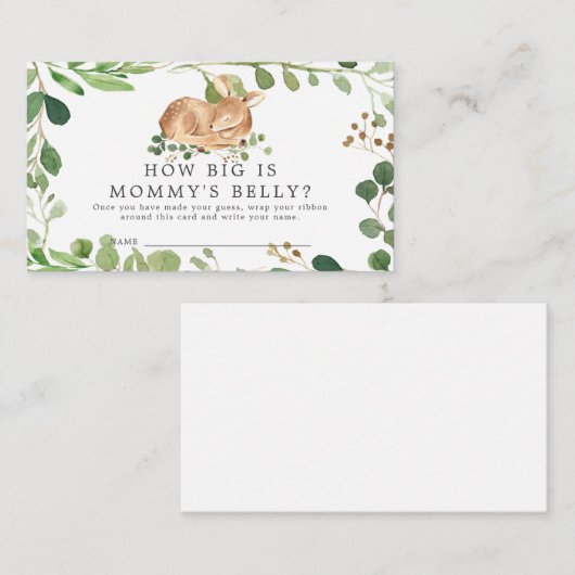 鹿の赤ちゃんシャワーどのように大きいママのベリーカード エンクロージャーカード (正面/裏面)