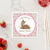 鹿の赤ちゃんシャワーウッドランドフェインドピンク スタンダードカクテルナプキン (インサイチュ)