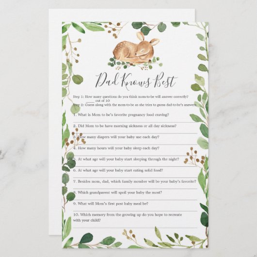 鹿の赤ちゃんシャワーパパがゲ最高のームを知る (正面/裏面)