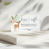 鹿の赤ちゃんシャワーピンク緑おむつラッフルカード エンクロージャーカード